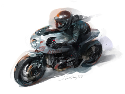 bmw classic character corel painter digital art illustration motorcycle vintage motorcycle