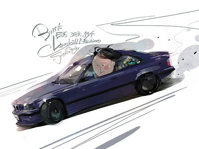 bum's e36 318is carillustration character corel painter digital art