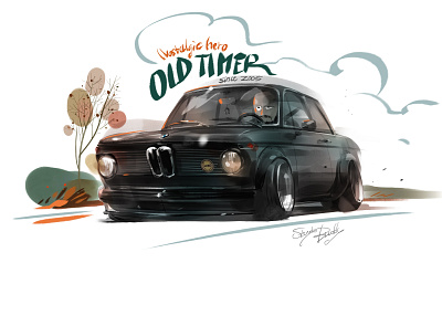 bmw classic - 2002tii carillustration character classic car corel painter digital art illustration vintagecar