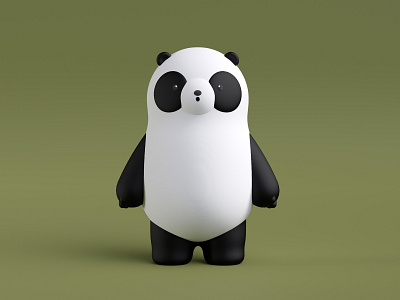 Panda 3d bear brand c4d clean crislabno hero illustration panda redshift render toy
