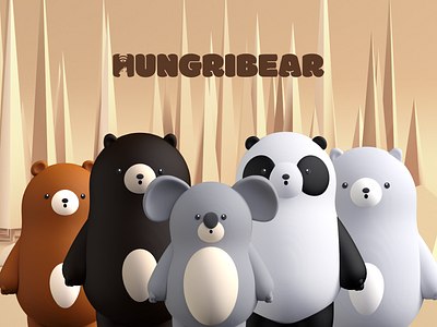 Hungribear - the gang 3d branding c4d cinema4d crislabno design illustration logo octane render