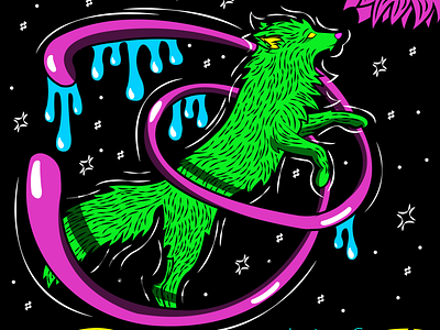 PSYCHEDELIC FOX TRIP artist artwork drawing flat illlustrator illustration illustration art illustrator neon vector