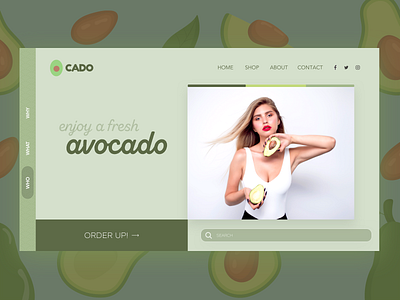 Cado - Avocado Ordering Landing Page Design abstract avocado ecommerce food green landing page shadows single page typography ux ui web design