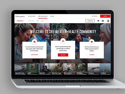 TA Wealth+Health Community Site Re-design - Desktop View community forum health redesign responsive wellness