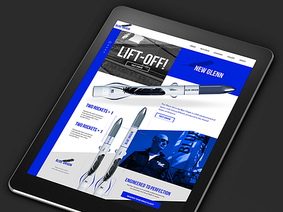 Modern Commercial Rocket Co.- Blue Origin Landing Page Concept aircraft blue concept fly landing orbit overlay rocket space tablet travel
