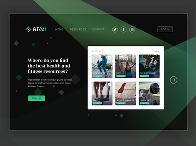 Fit A.I. Landing Page Concept abstract dark ui fitness landing page ui ux design wellness