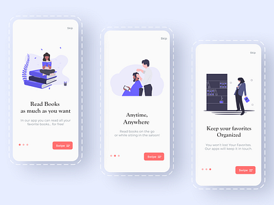 Booker - Onboarding App Screens app design app screen book app figma illustration onboarding screen ui ui design ux