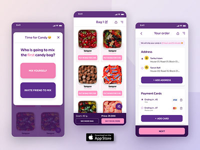 Candy Express (Slikekspressen) - Candy Ordering App app design app screen best dribbble shot candyapp figma foodapp mobile product design ui design uitrends uiux