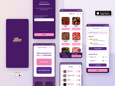 Candy Express (Slikekspressen) - Candy Ordering App app design app screen best shot figma mobile design product design ui design uitrends uiux