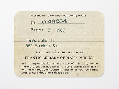 Frantic Cresco Library Card