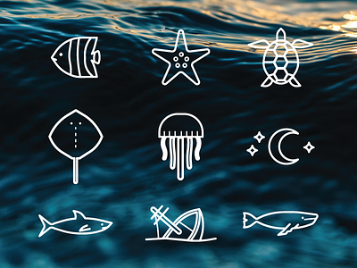 Fathom Icons drone icons monoline startups submarine visual tagging