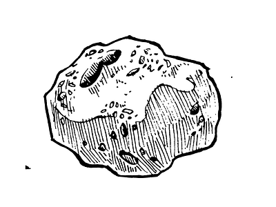 Asteroid illustration monochrome space