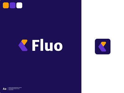 Logo for Fluo Company app branding colors design icon landing page logo logotype orange purple typography ui ux vector