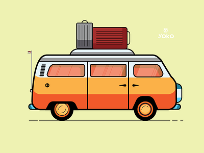 VolksWagen Classic Microbus branding design flat illustration illustrator minimal vector