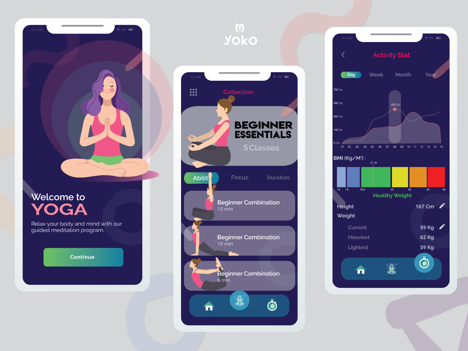 User Interface (UI) Yoga Apps by Yoko Arpuro on Dribbble