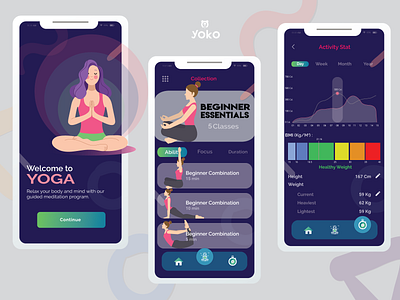 User Interface (UI) Yoga Apps app art design flat illustration illustrator ui ux vector web