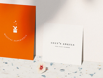 Lucy's Angels brand collateral brand collateral brand identity charming design elegant event planner fairytale illustration invitation kids kids brand kids illustration logo magical vintage