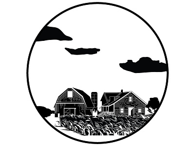 The Kent Farm blackandwhite illustrator pentool vector