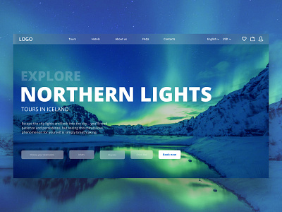 Tours in Iceland adaptive design landing page responsive design tourism ui uiux uiux design ux web design