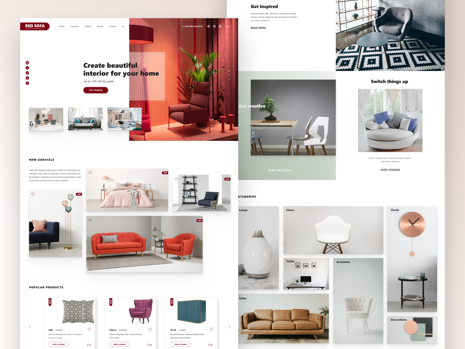 Online Store of Furniture (Landing Page) by Alesya Zavadskaya on Dribbble