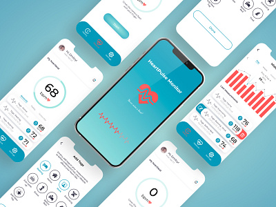 Heart Pulse Monitor Mobile App adaptive app design fitness health heart pulse mobile mobile app mobile app design monitor pulse responsive design ui uiux uiux design ux