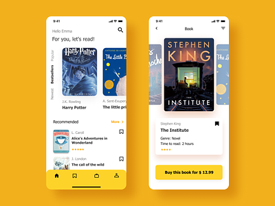 Book store app app book concept debut design flat illustraion iphone mobile store ui ui design ux uxui design webdesign yellow