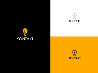 Logo "Kontakt" 3 branding design electric contact electrical company graphic design illustration lamp logo minimal typography vector