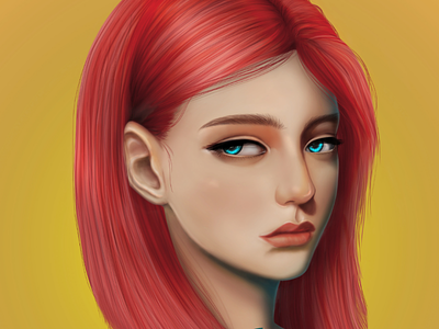 The Girl with Red Hair 2d art beautiful character creative design digital painting illustration realism red girl