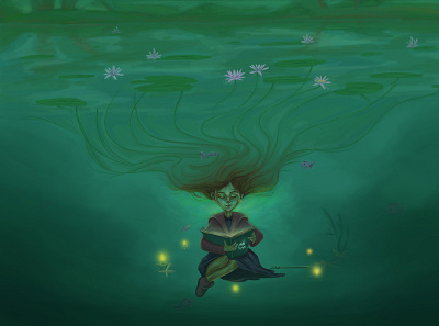 magic under the lake .conceptart adobephotoshop cairo character characterdesign conceptart digitalpainting egypt lightning lotus magical ormangarden witches