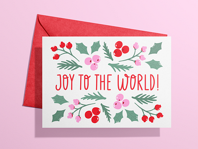Joy to the world - greeting card berries bright card christmas color design foliage greeting illustration joy joy to the world simple vector