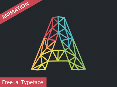 Free Colorfull Triangle Typeface colorfull display font free illustrator mesh pastel triangle typography