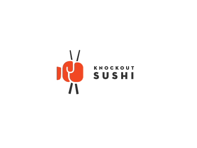 Knockout Sushi boxing glove branding flat food japanese logo minimal punch restaurant sushi