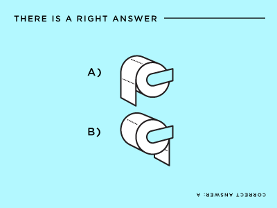 A or B bathroom diagram illustration poop quiz tissue toilet paper tp