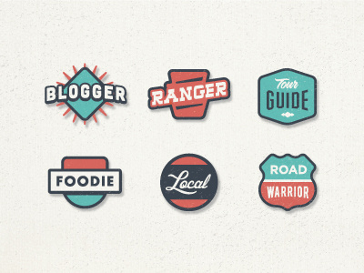 Power Users badge blogger foodie icon local patch ranger road texture tour guide vintage warrior