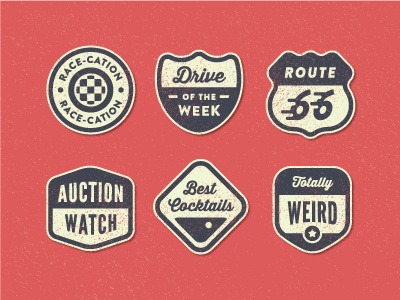 Content Badges badge cocktails drive flat race retro road trip route 66 texture vintage
