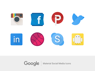 Material Social Media Icons dribbble facebook flat google icons instagram linkedin material pinterest skype snapchat twitter