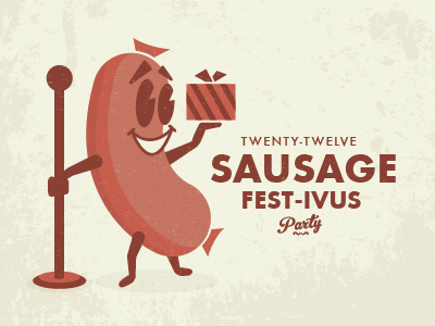 Sausage Fest-ivus character christmas festivus retro sausage texture vintage