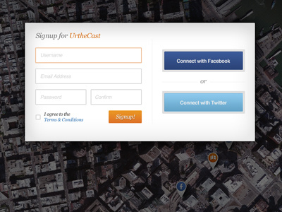 UrtheCast Signup facebook form lightbox login mapping popup signup twitter