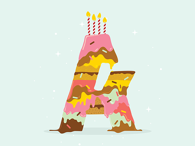4th Artkolektyw studio Birthday! :D birthday cake celebration color illustration logo sign vector