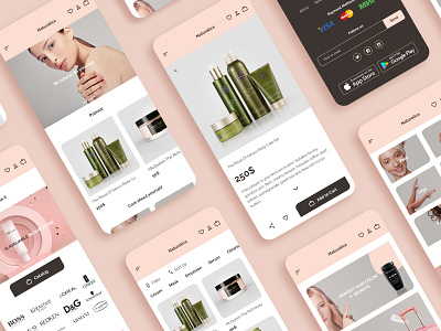 Naturalica Online Store - Mobile Adaptive Design Pt.1 adaptive adaptive design app beauty branding concept cosmetics design flat hello dribbble landing minimal mobile mobile design online store skincare store ui ux vector webdesign