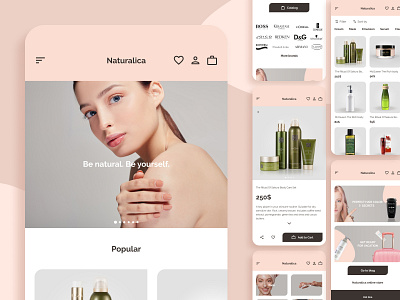 Naturalica Online Store - Mobile Adaptive Design Pt.2 adaptive adaptive design app beauty branding concept cosmetics design hello dribbble landing minimal mobile mobile design online store skincare store ui ux vector webdesign website