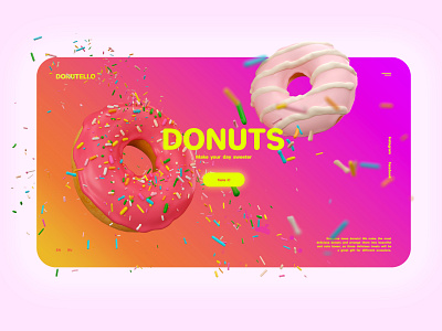 Donutello - Main Screen Concept adobe photoshop cafe cake candy concept donut donuts food gradient mainscreen minimal pink product shop store sweet tasty web webdesign