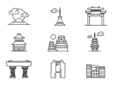 Famous landmarks of Japan by Ben Martin on Dribbble