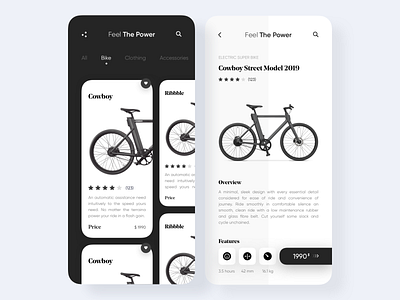 Bike Store Home Page & Single Product Page app app design app ui appdesign appdesigner bike clean clean design clean ui cycle dark dark app dark ui design designer mobile mobile app mobile app design uiux uiuxdesign