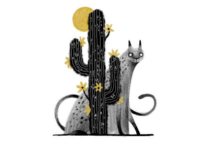 Cactus & cat cactus cat illustraion inktober inktober2019