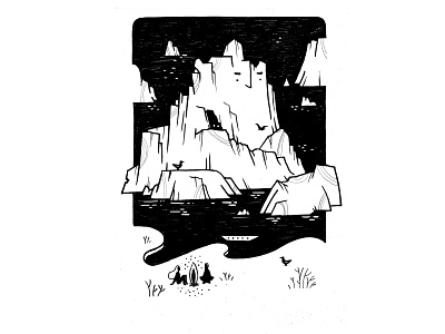 Freeze blackandwhite iceberg illustration inktober inktober2019 lineart