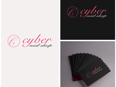 Cyber nail shop logo brand design business nail