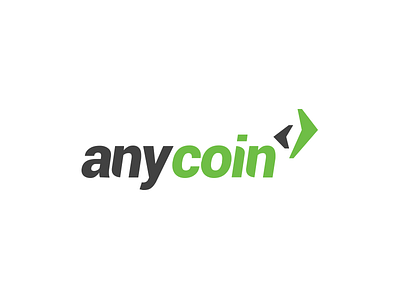 Logo Anycoin abstract bitcoin exchange green litecoin minimal money