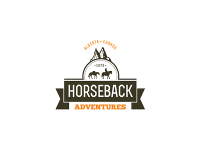 Logo Horseback Adventures adventures backpack canada horse horseback illustration logo mountains rebranding riding trail rides vintage