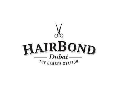 Hair Bond barber hair logo scissors serif